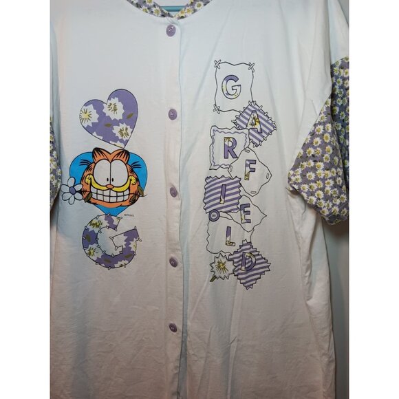 Vintage 80's Women's Flirts Garfield Nightgown Sleep Shirt One Size Floral - Picture 2 of 5
